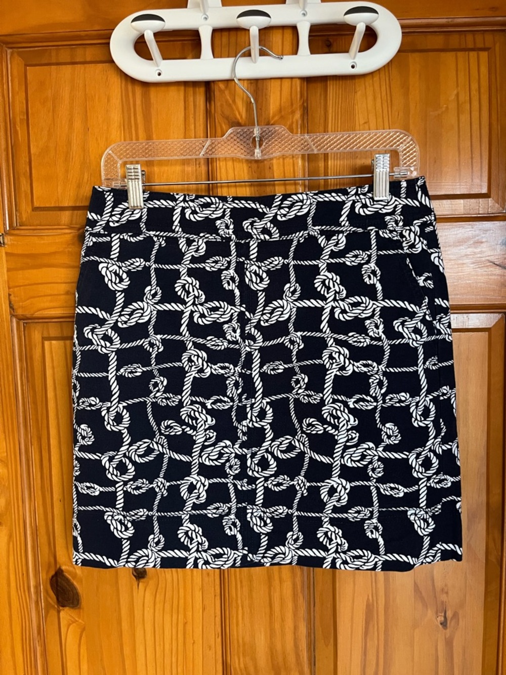 Talbots Navy Mini Skirt with White Nautical Rope Print